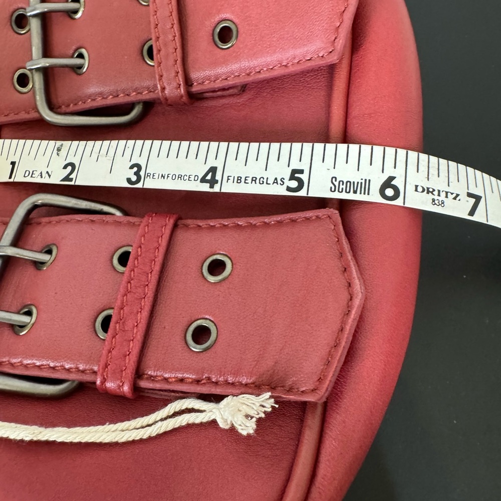 NWT Free People Red Mini Bag with Buckle Straps Small Handbag Leather Zip - Picture 6 of 6